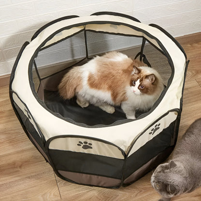 Foldable Mesh Cat Playpen - Portable Pet Tent for Safe