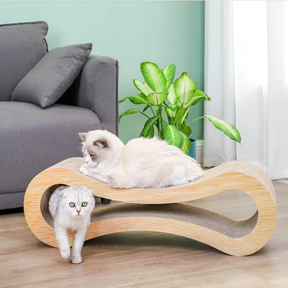 Curved Cat Scratcher Lounge with Built-In Claw Rest