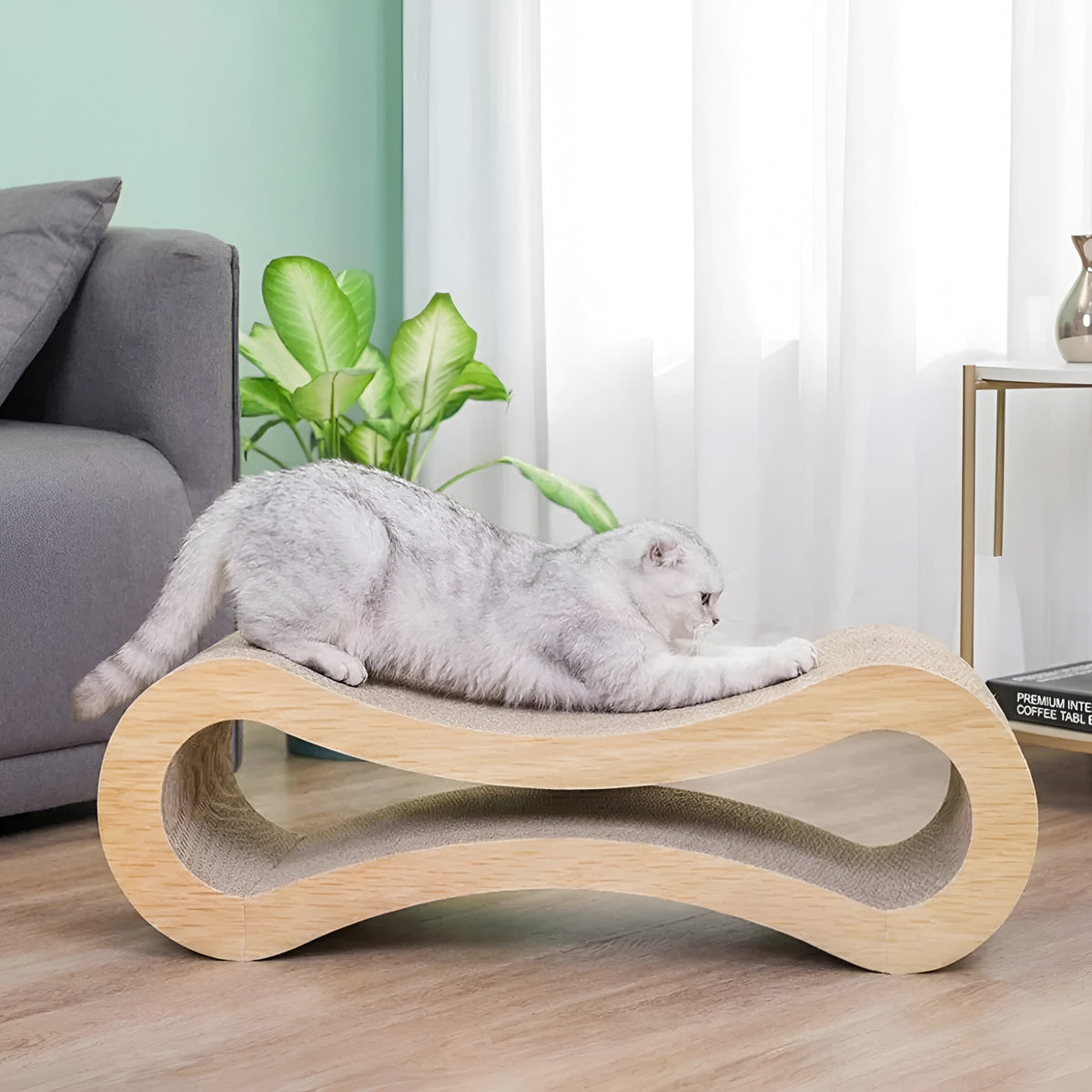 Curved Cat Scratcher Lounge with Built-In Claw Rest