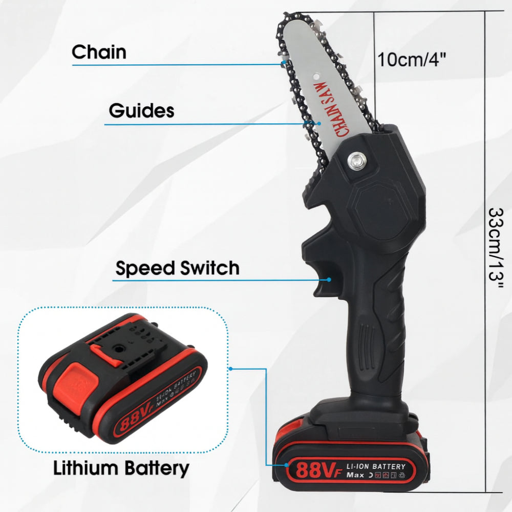Cordless Mini Chainsaw for Pruning - Lightweight, Portable Cutting Tool