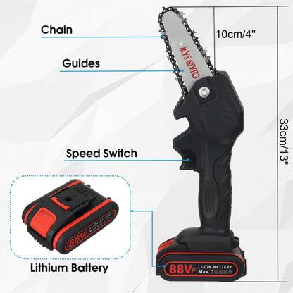 Cordless Mini Chainsaw for Pruning - Lightweight, Portable Cutting Tool