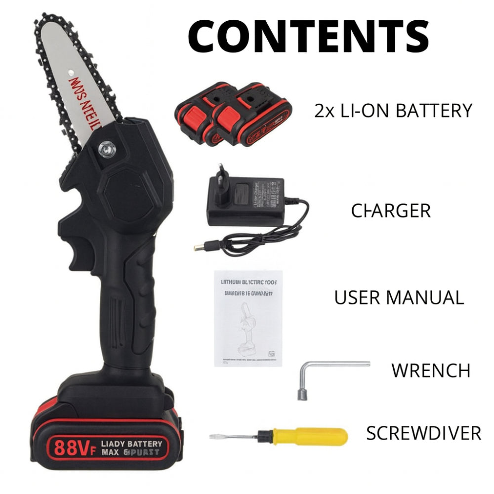 Cordless Mini Chainsaw for Pruning - Lightweight, Portable Cutting Tool