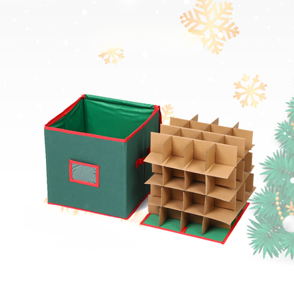 Christmas Ornament Storage Box with Adjustable Dividers and Clear Viewing Window