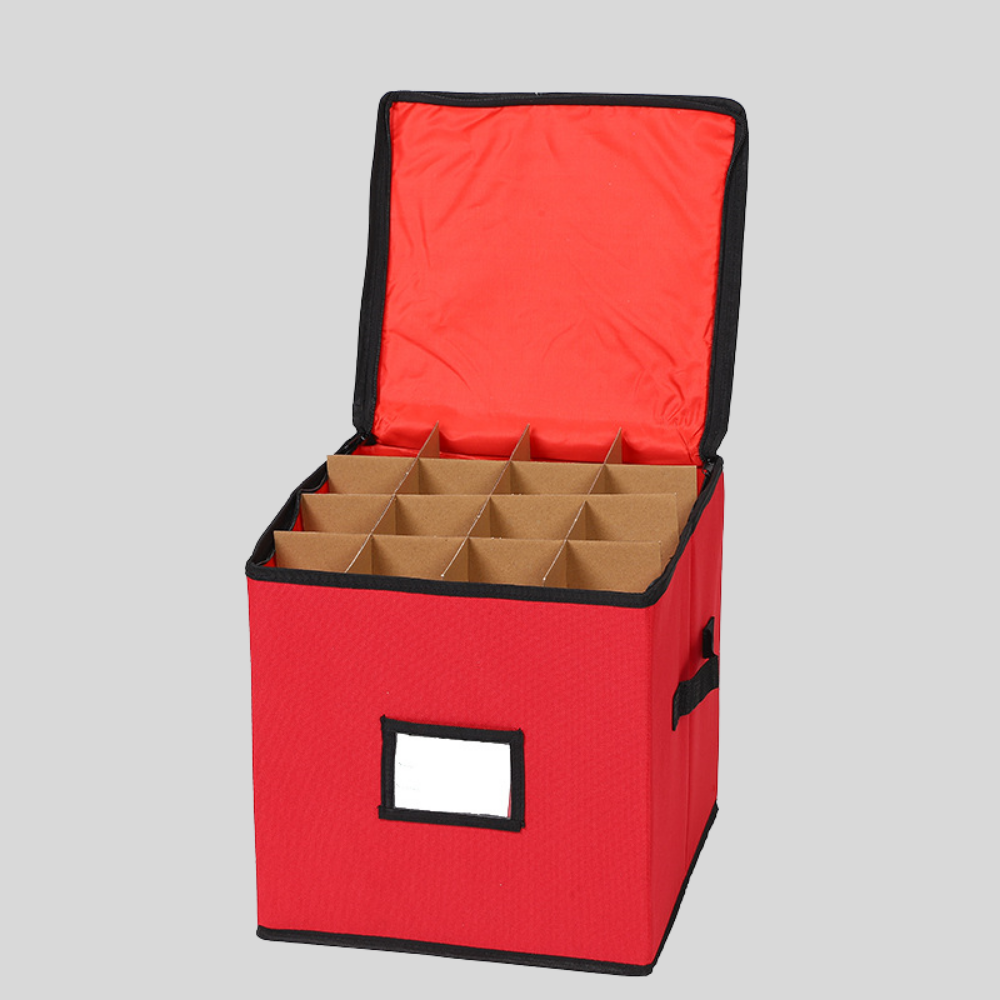 Christmas Ornament Storage Box with Adjustable Dividers and Clear Viewing Window