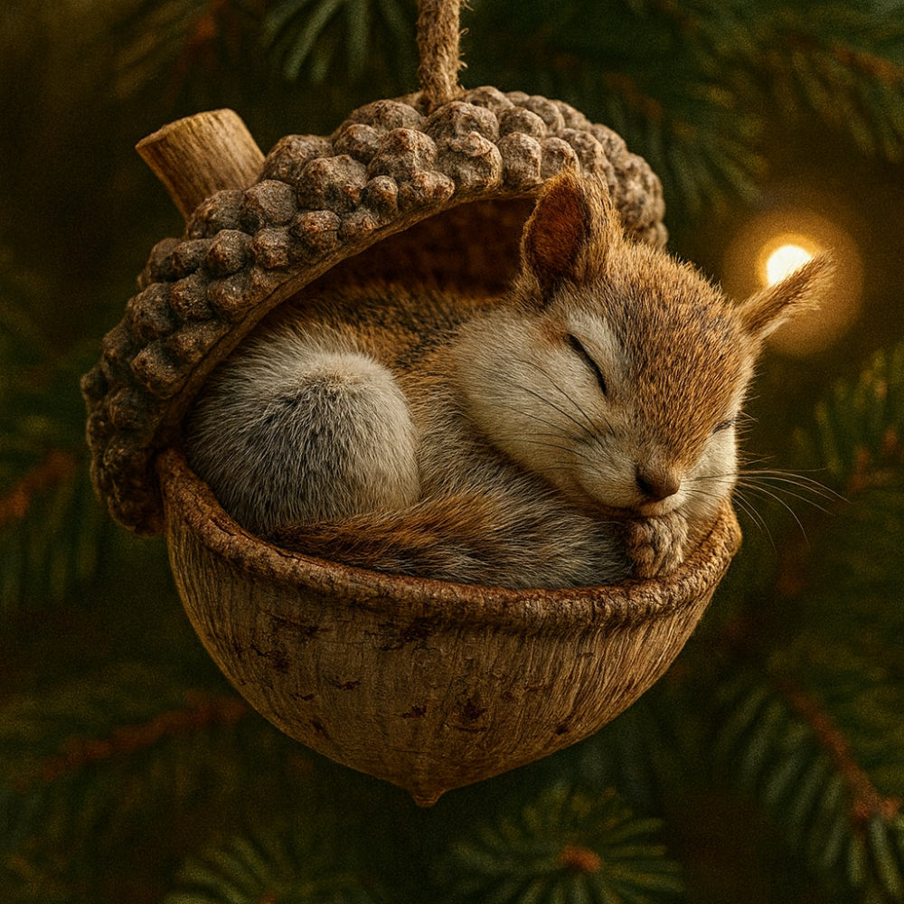 Acorn-Themed Woodland Animal Christmas Ornaments for Tree Decor