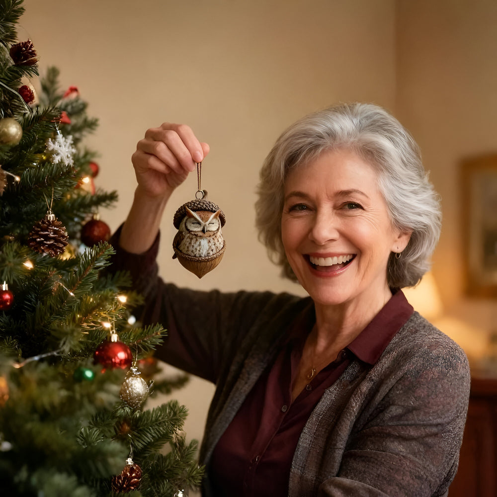Acorn-Themed Woodland Animal Christmas Ornaments for Tree Decor