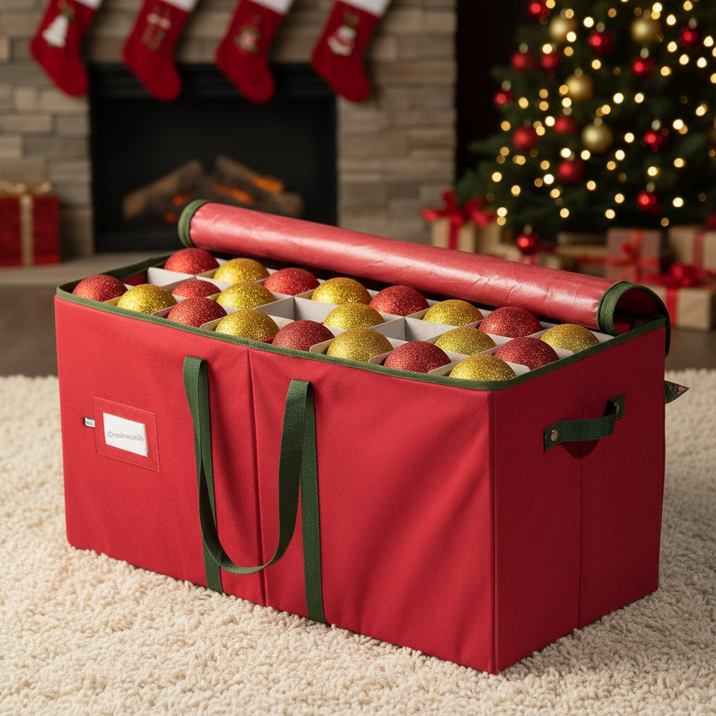 Christmas Ornament Storage Box with Dividers – Keep Holiday Decorations Safe and Organized