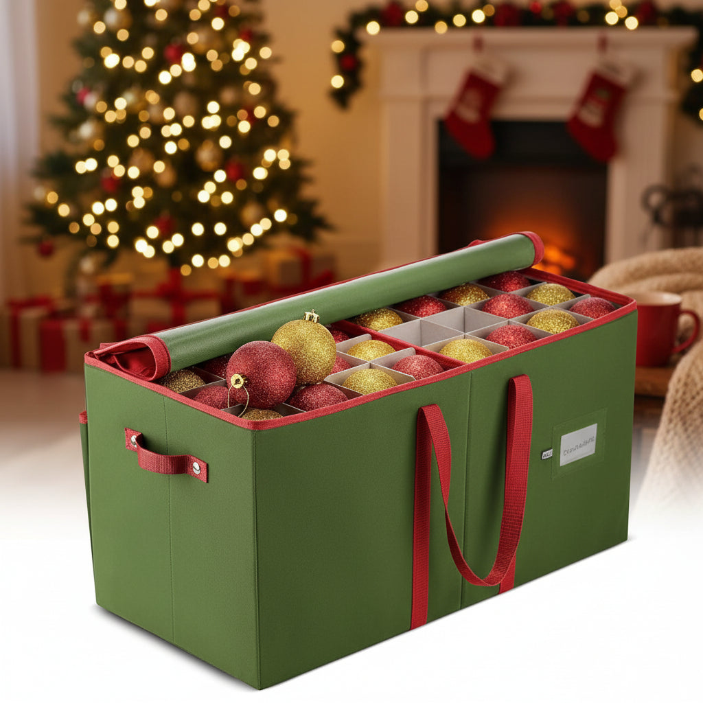 Christmas Ornament Storage Box with Dividers – Keep Holiday Decorations Safe and Organized