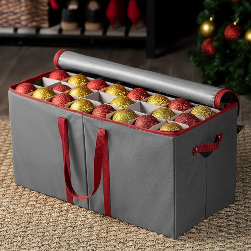 Christmas Ornament Storage Box with Dividers – Keep Holiday Decorations Safe and Organized