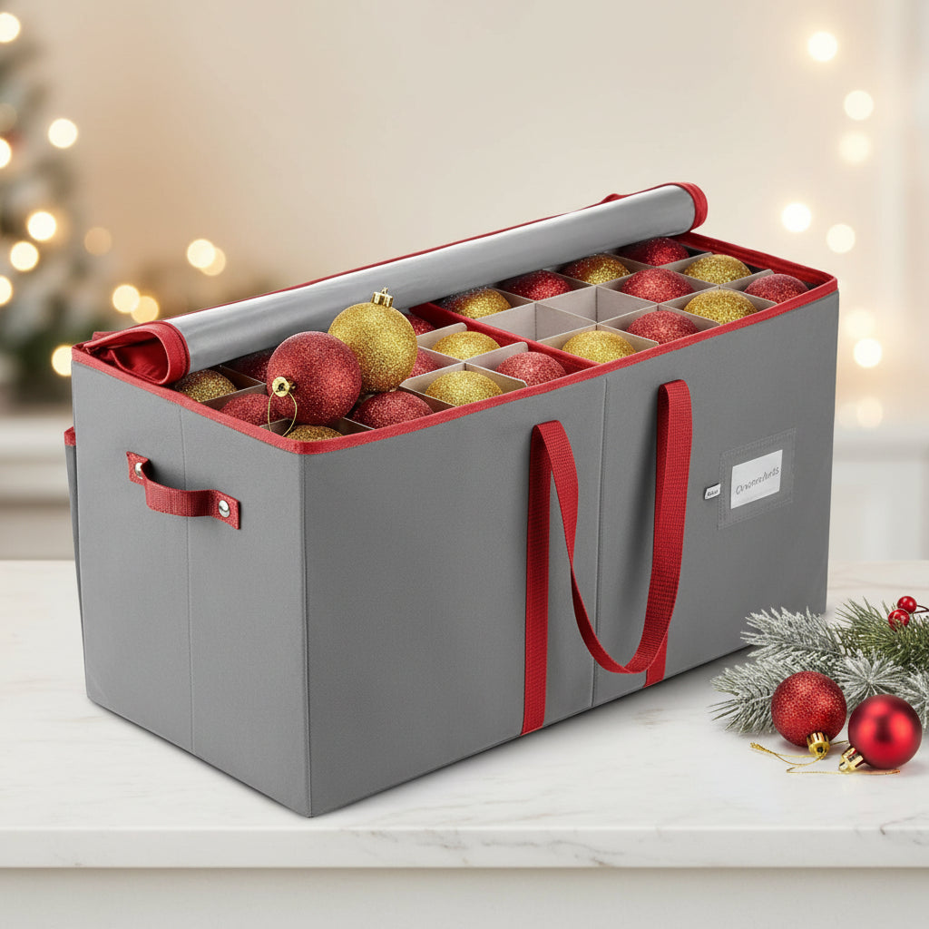 Christmas Ornament Storage Box with Dividers – Keep Holiday Decorations Safe and Organized