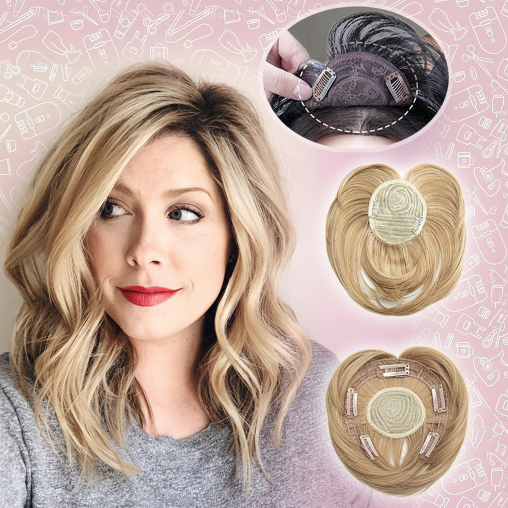 Clip-In Hair Topper for Instant Volume and Natural-Look Coverage of Thinning Hair