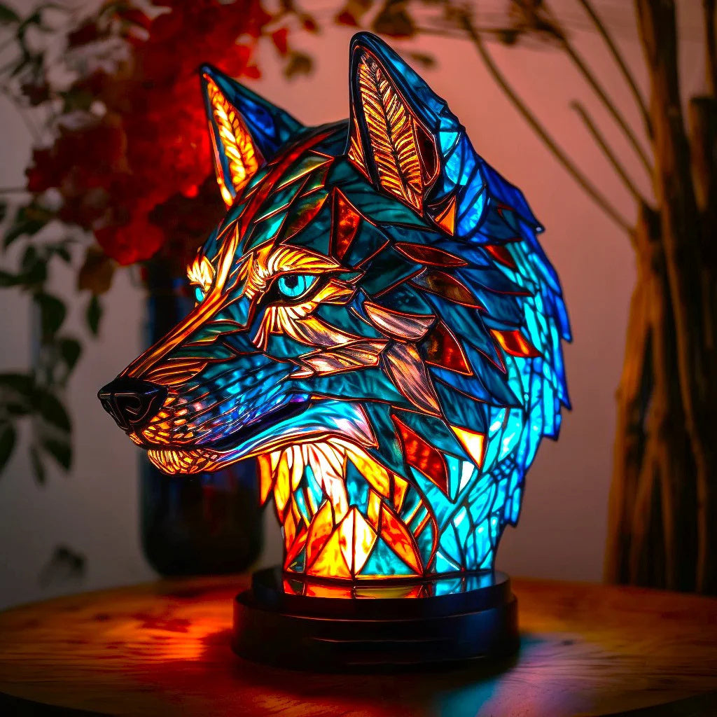 Animal-Themed Table Lamp with Stained-Glass Effect - Decorative Light