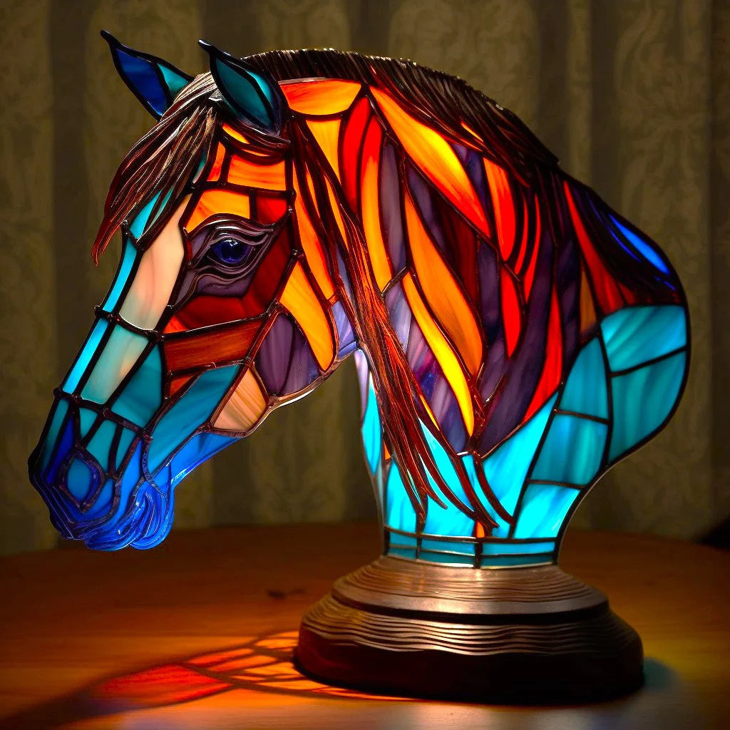 Animal-Themed Table Lamp with Stained-Glass Effect - Decorative Light