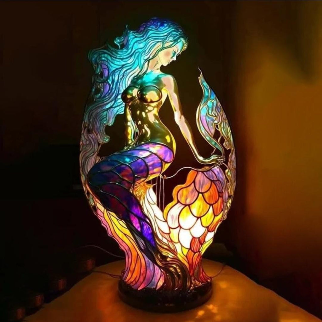 Animal-Themed Table Lamp with Stained-Glass Effect - Decorative Light
