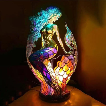 Animal-Themed Table Lamp with Stained-Glass Effect - Decorative Light