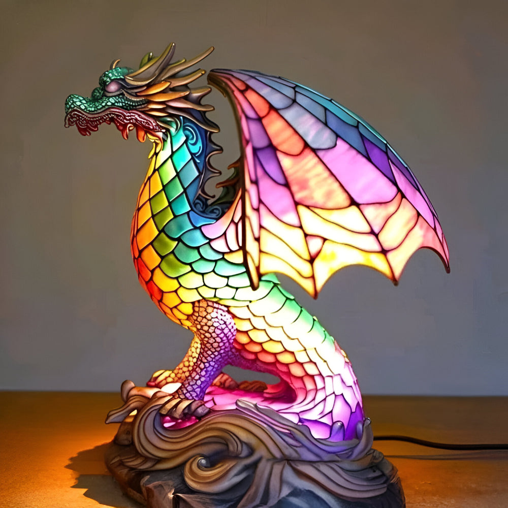 Animal-Themed Table Lamp with Stained-Glass Effect - Decorative Light