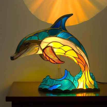 Animal-Themed Table Lamp with Stained-Glass Effect - Decorative Light