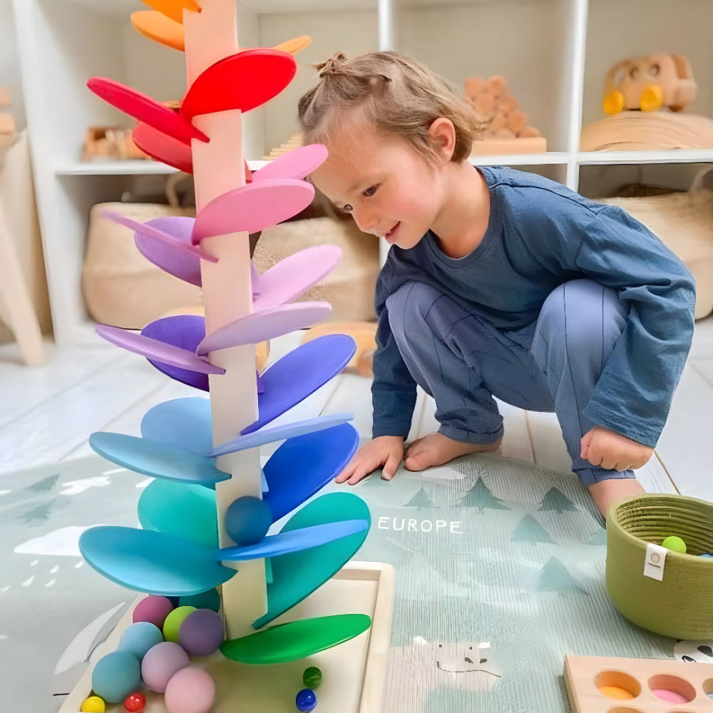 Colorful Wooden Marble Run