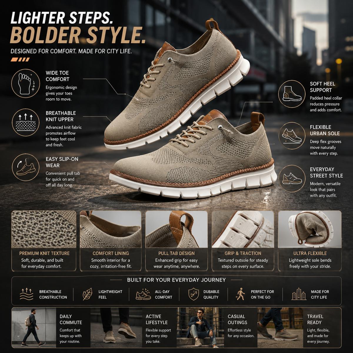 Effortless Comfort Slip-On Casual Shoes for Everyday City Style