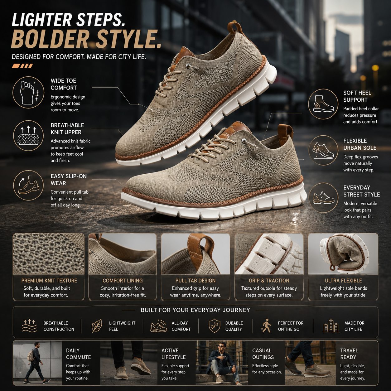 Effortless Comfort Slip-On Casual Shoes for Everyday City Style