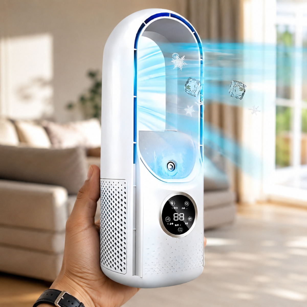 Bladeless Portable Air Conditioner with Built-In Cooling