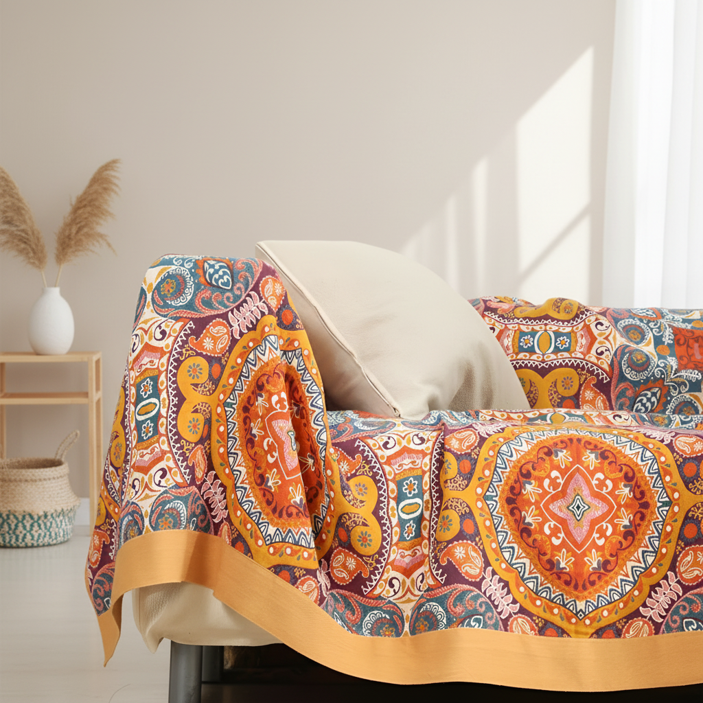 Boho Reversible Cooling Blanket - Breathable Comfort for Restful Sleep