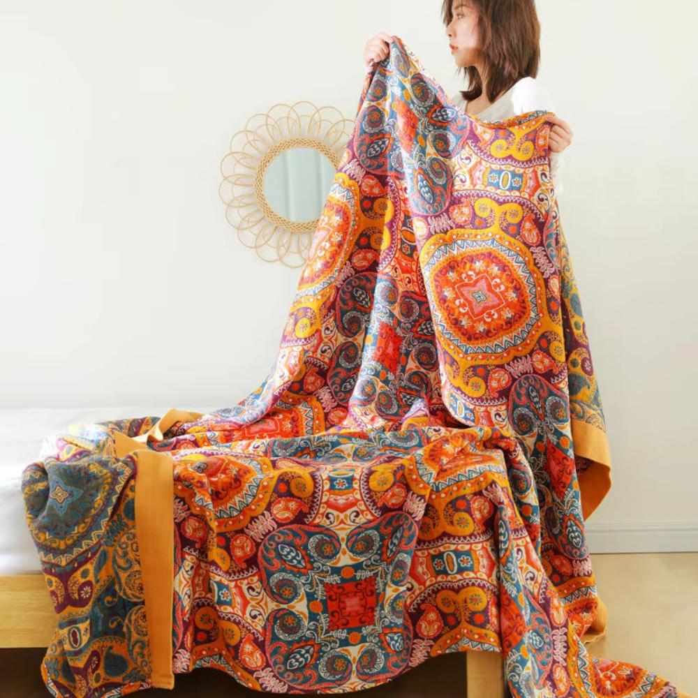 Boho Reversible Cooling Blanket - Breathable Comfort for Restful Sleep