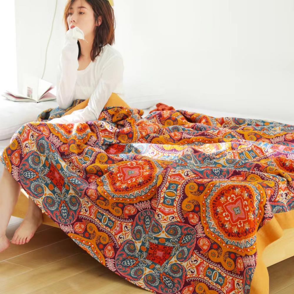 Boho Reversible Cooling Blanket - Breathable Comfort for Restful Sleep