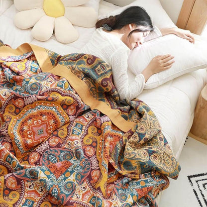 Boho Reversible Cooling Blanket - Breathable Comfort for Restful Sleep