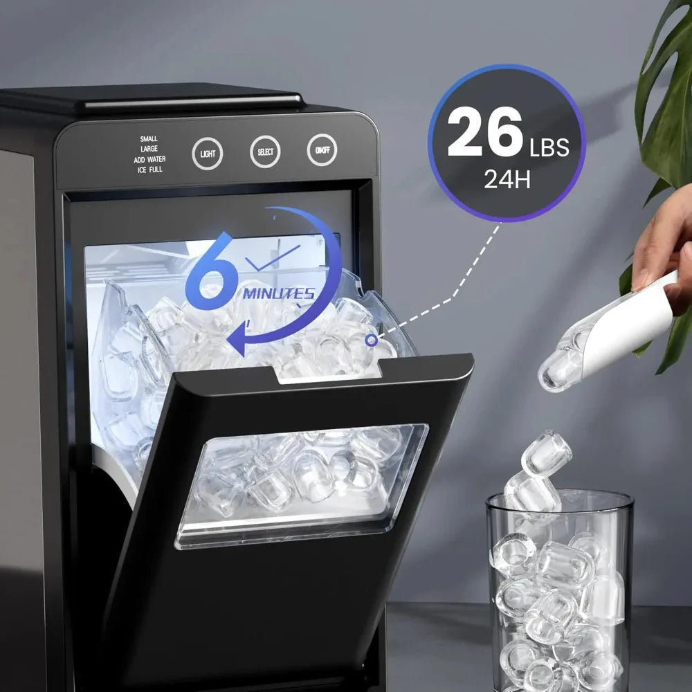 Compact Portable Countertop Ice Maker - Quick, Fresh Ice for Home or Office