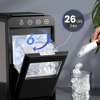 Compact Portable Countertop Ice Maker - Quick, Fresh Ice for Home or Office
