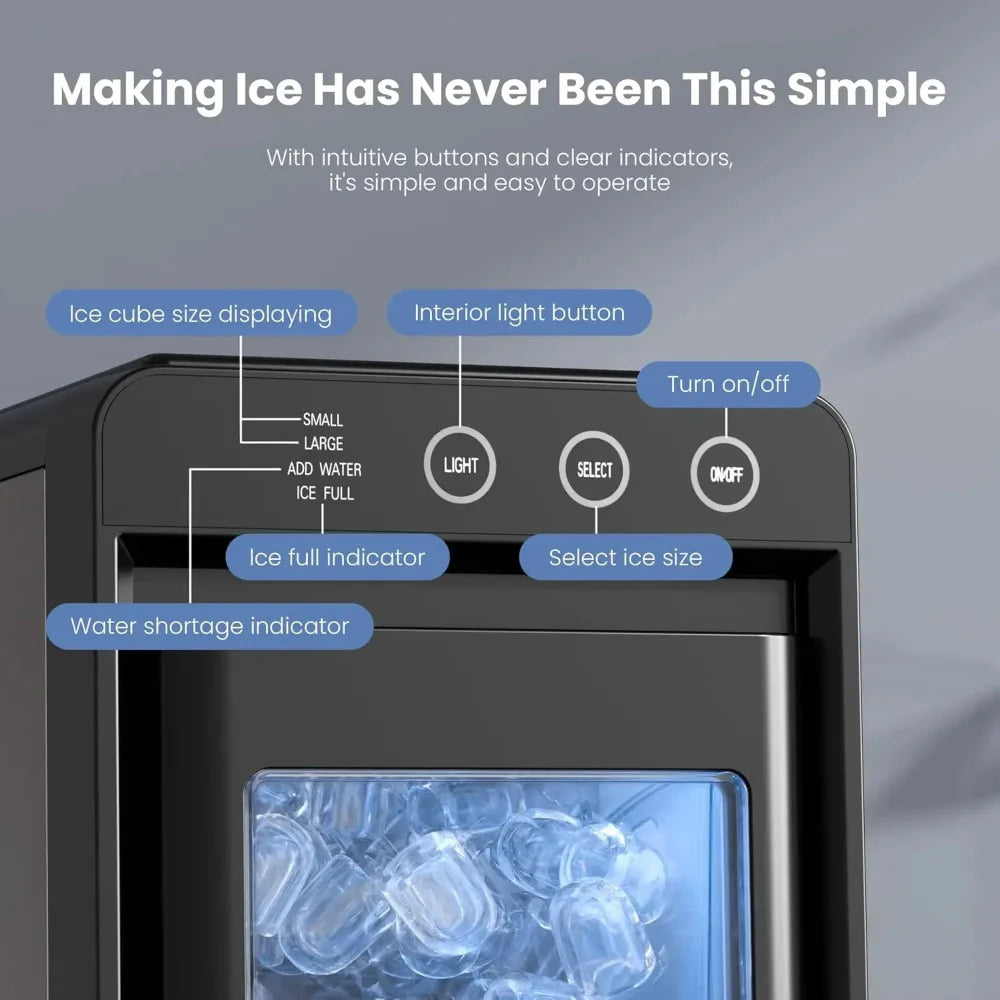 Compact Portable Countertop Ice Maker - Quick, Fresh Ice for Home or Office