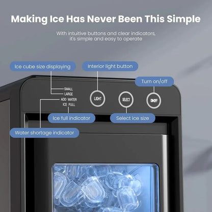 Compact Portable Countertop Ice Maker - Quick, Fresh Ice for Home or Office
