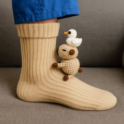 Cozy Animal 3D House Socks with Non-Slip Grips