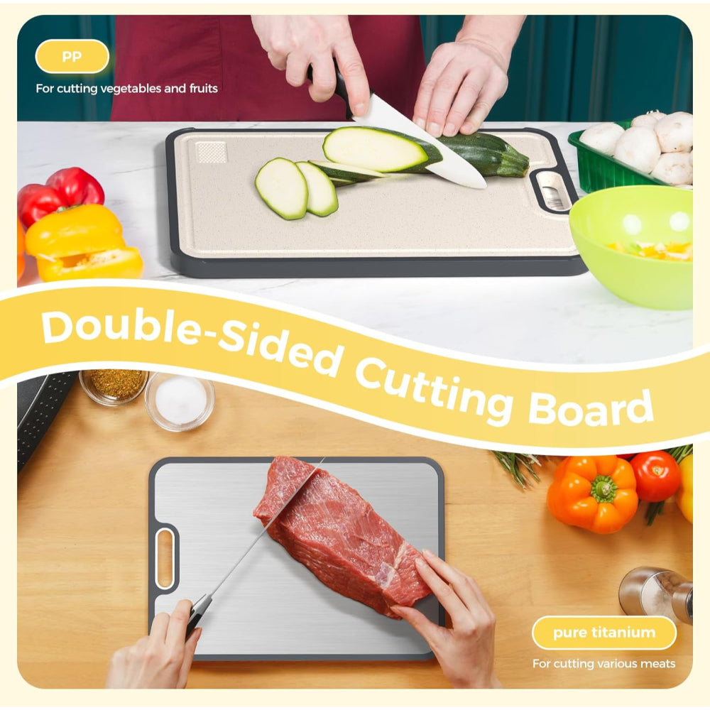 Double-Sided Metal Cutting Board — Reversible Kitchen Prep Board