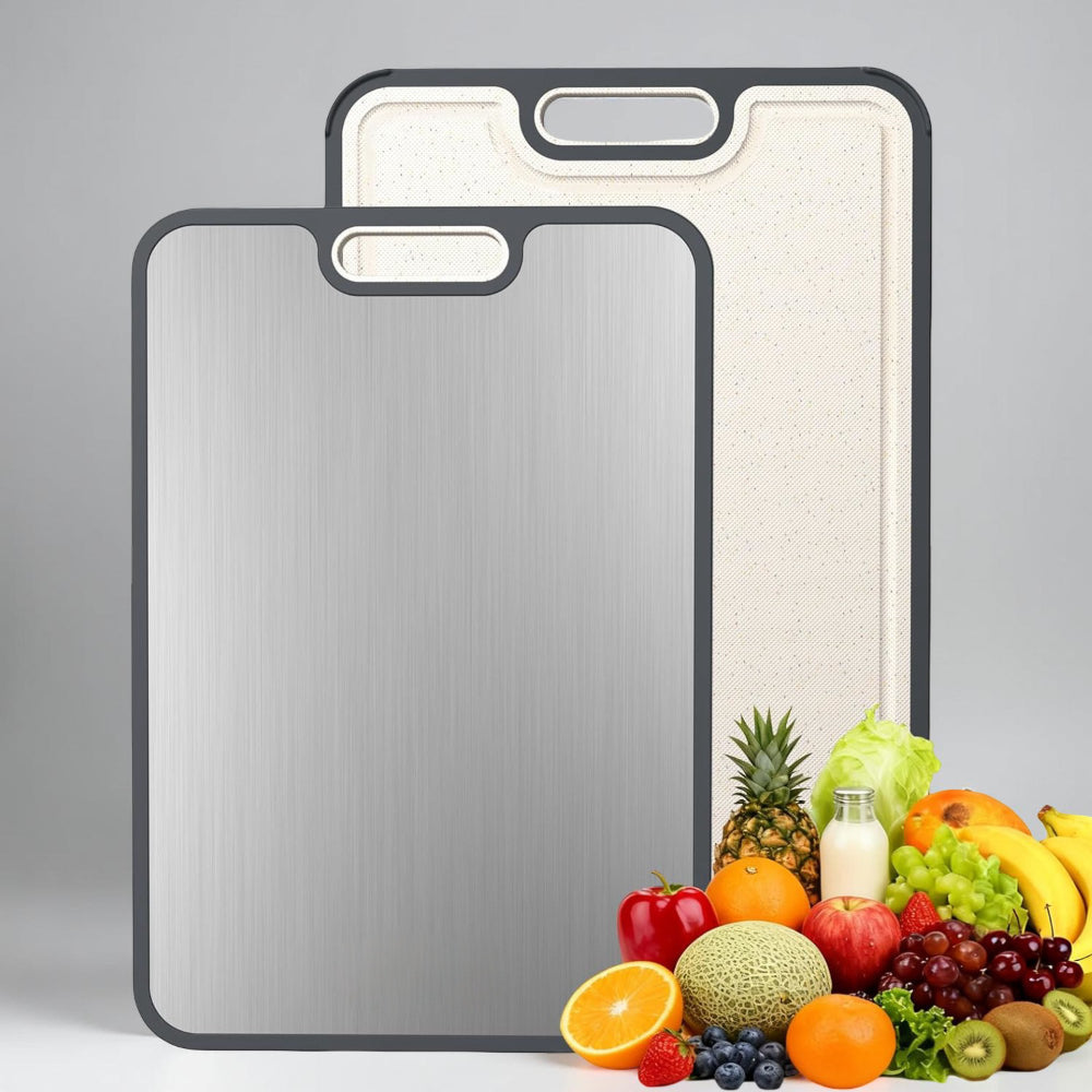Double-Sided Metal Cutting Board — Reversible Kitchen Prep Board