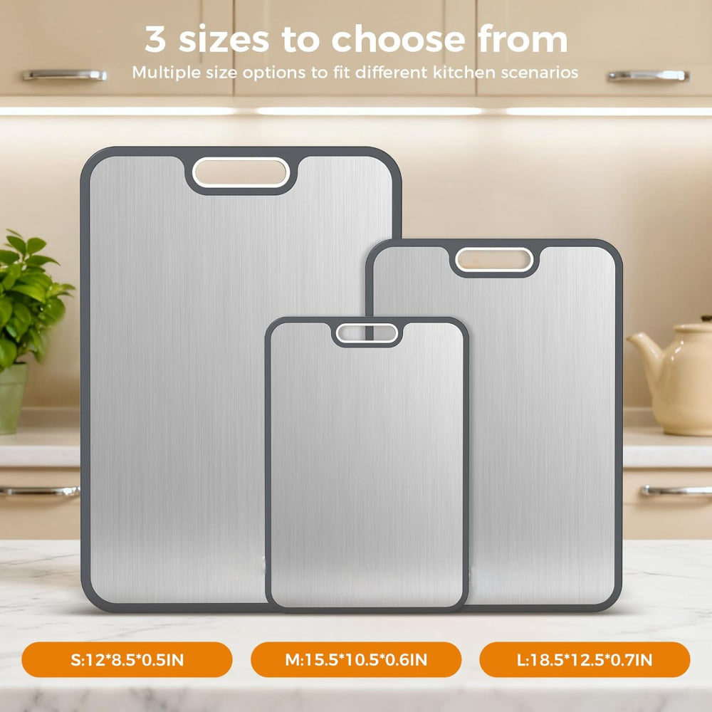 Double-Sided Metal Cutting Board — Reversible Kitchen Prep Board