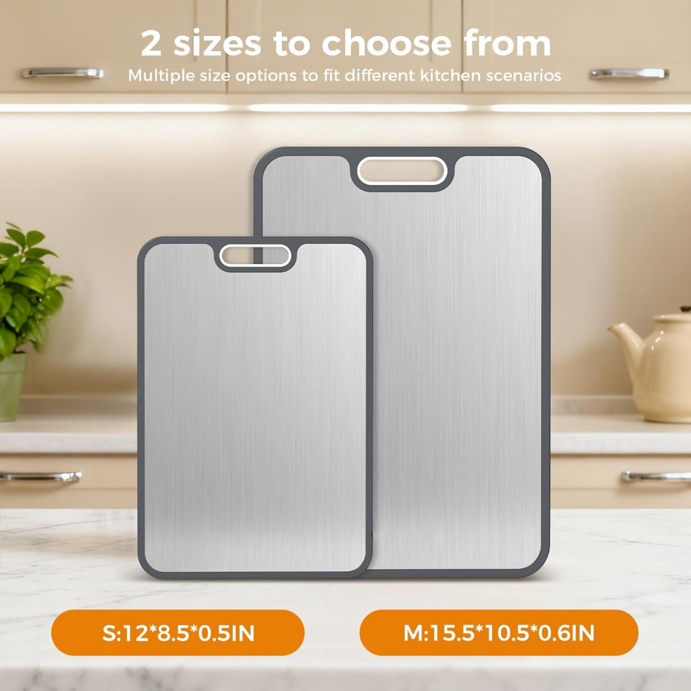 Double-Sided Metal Cutting Board — Reversible Kitchen Prep Board