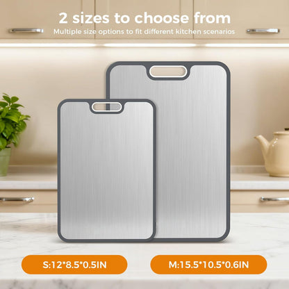 Double-Sided Metal Cutting Board — Reversible Kitchen Prep Board