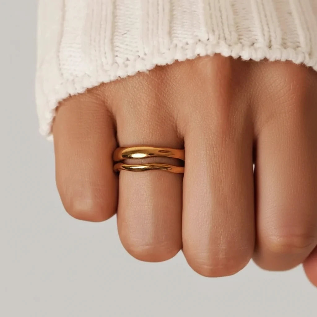 Gold Tone Stacking Ring — Minimalist Stainless Steel Band for Everyday Wear