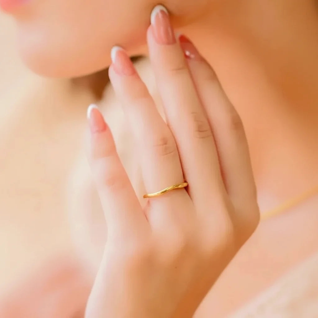 Gold Tone Stacking Ring — Minimalist Stainless Steel Band for Everyday Wear