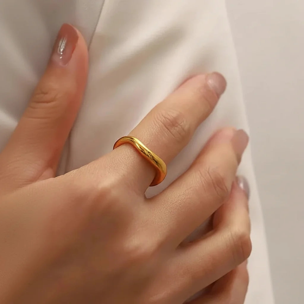 Gold Tone Stacking Ring — Minimalist Stainless Steel Band for Everyday Wear