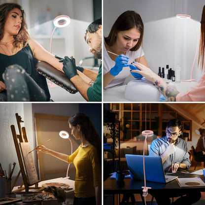 Clip-On Desk Lamp with Flexible Neck — LED Reading Light with 3 Color Modes