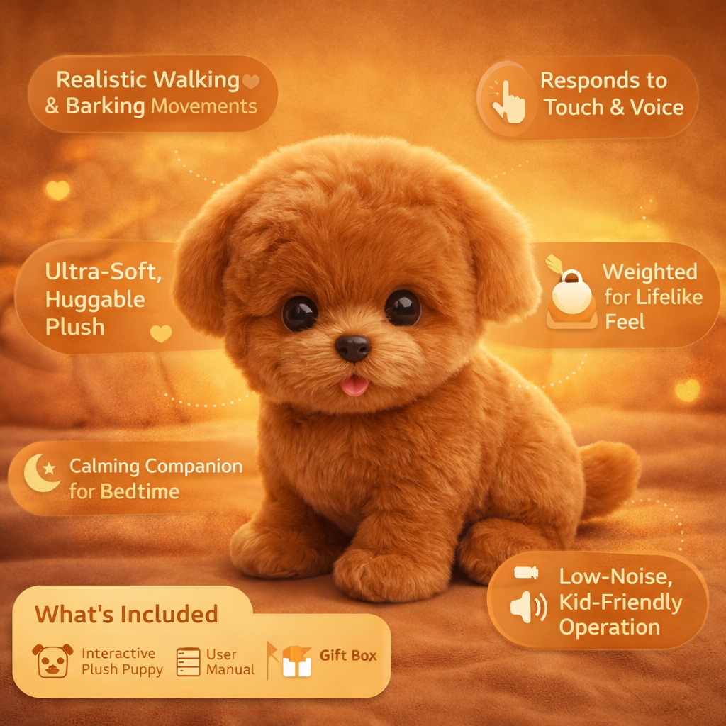 Deluxe Interactive Plush Puppy Toy — Walking, Barking, Soft and Cuddly Dog