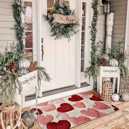Charming Heart Pattern Doormat - Non-Slip Polyester Entry Floor Mat