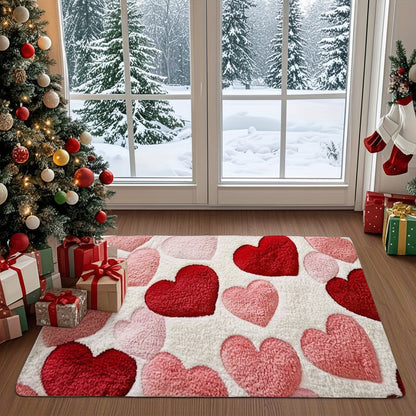 Charming Heart Pattern Doormat - Non-Slip Polyester Entry Floor Mat