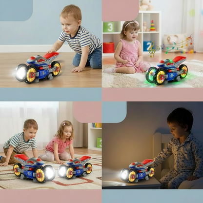 Dancing Light-Up Music Motorcycle Toy for Kids - LED Stunt Bike with Lights and Sound