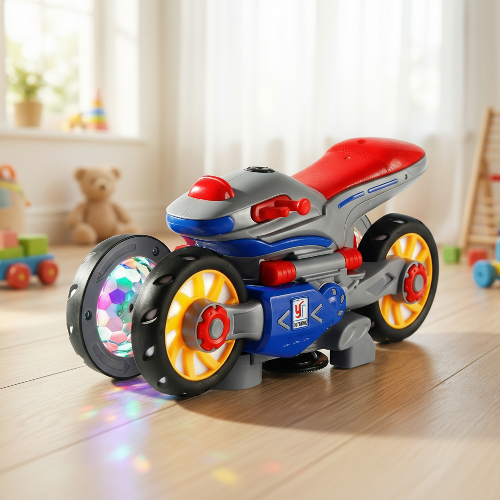 Dancing Light-Up Music Motorcycle Toy for Kids - LED Stunt Bike with Lights and Sound