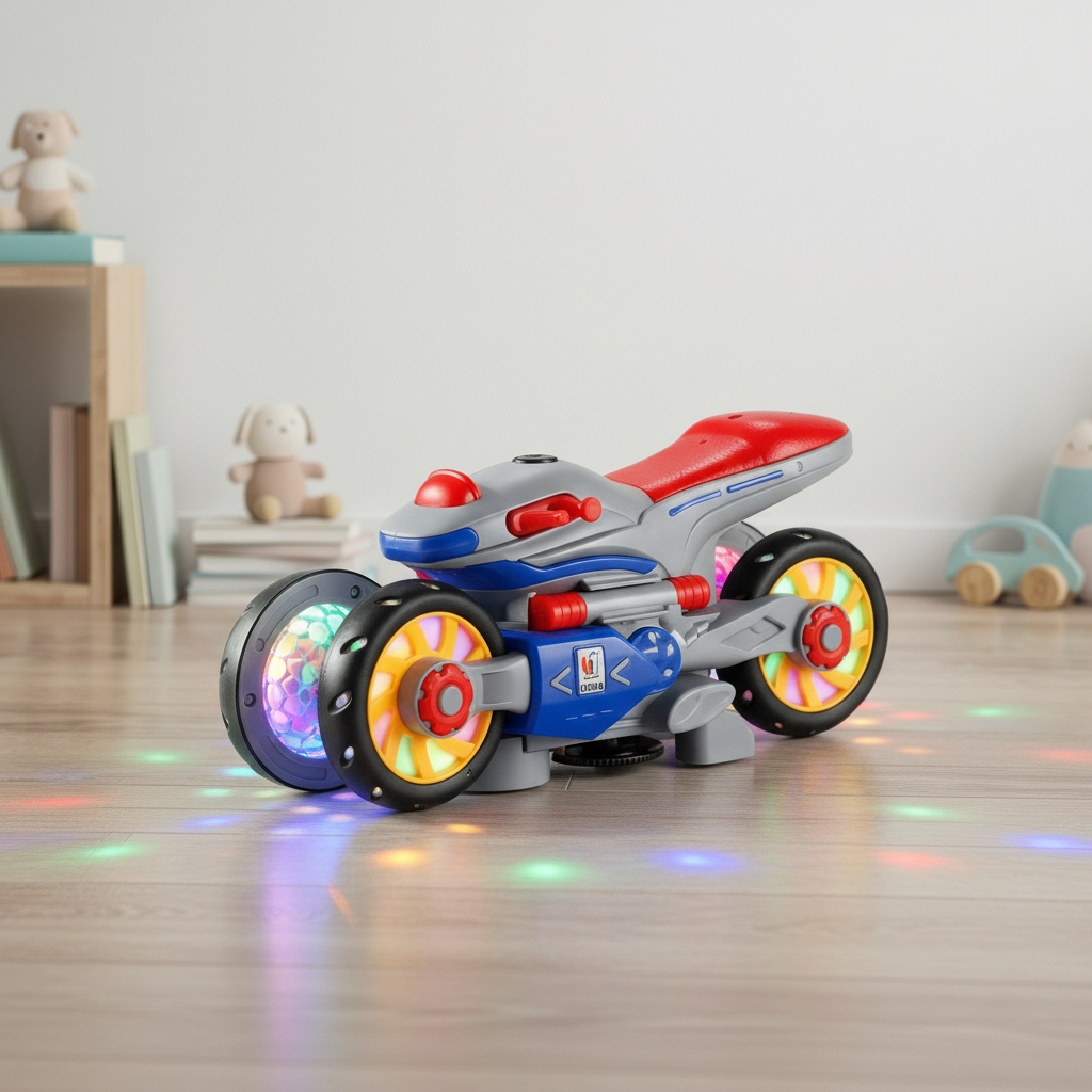Dancing Light-Up Music Motorcycle Toy for Kids - LED Stunt Bike with Lights and Sound
