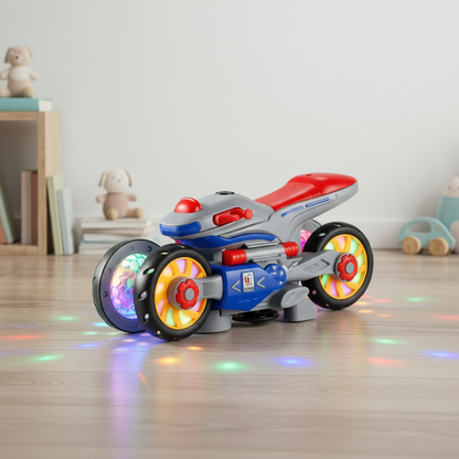 Dancing Light-Up Music Motorcycle Toy for Kids - LED Stunt Bike with Lights and Sound